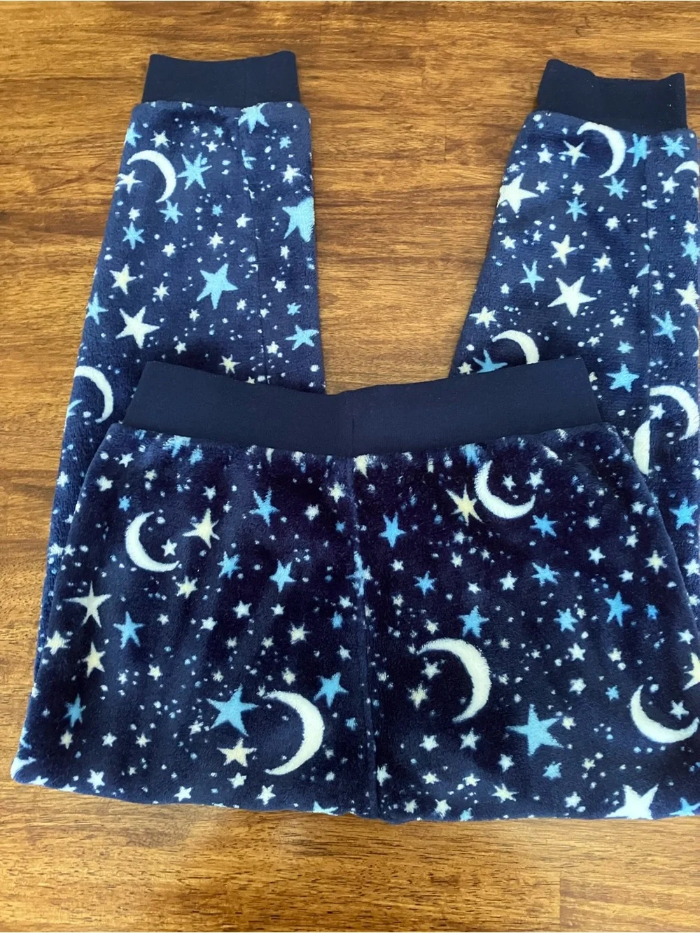 Lands' End Navy Moon & Star Fleece Pajama Set